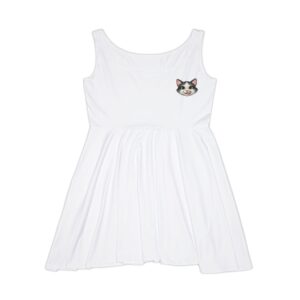 cute cat graphic skater dress, women's summer dress, playful fashion, casual dress, animal lover gift